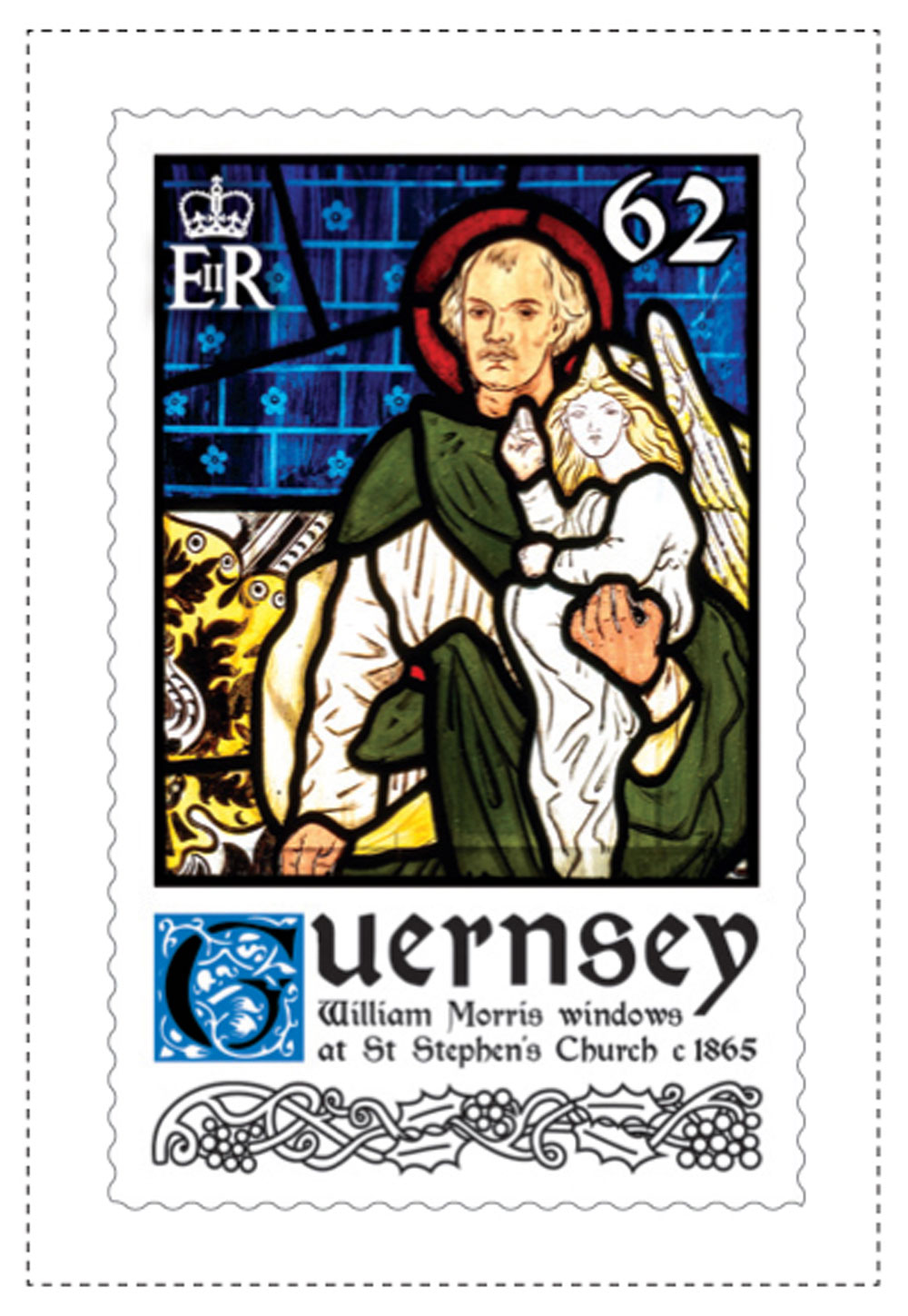 62p Stamp William Morris Stained Glass Windows